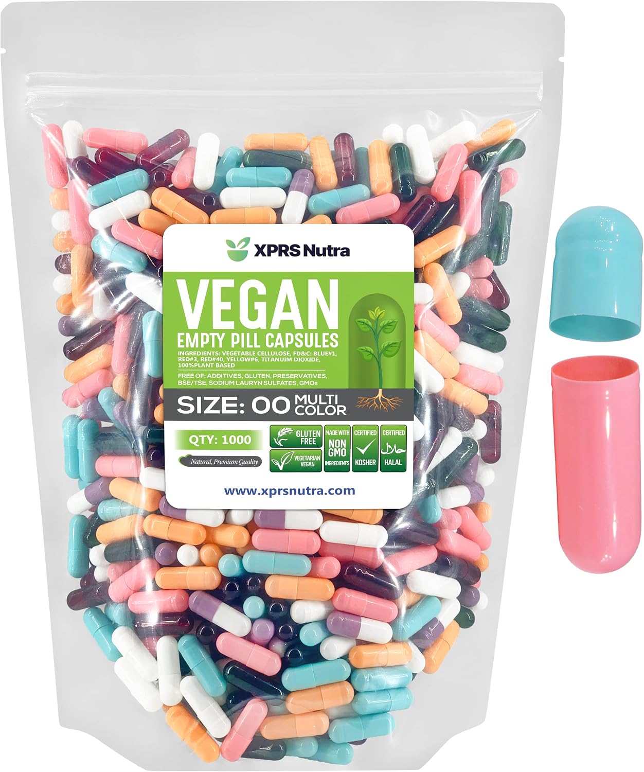 XPRS Nutra Size 00 Empty Capsules - 500 Count - Empty Vegan Capsules - DIY Pill Capsules (Pink) - görsel 10