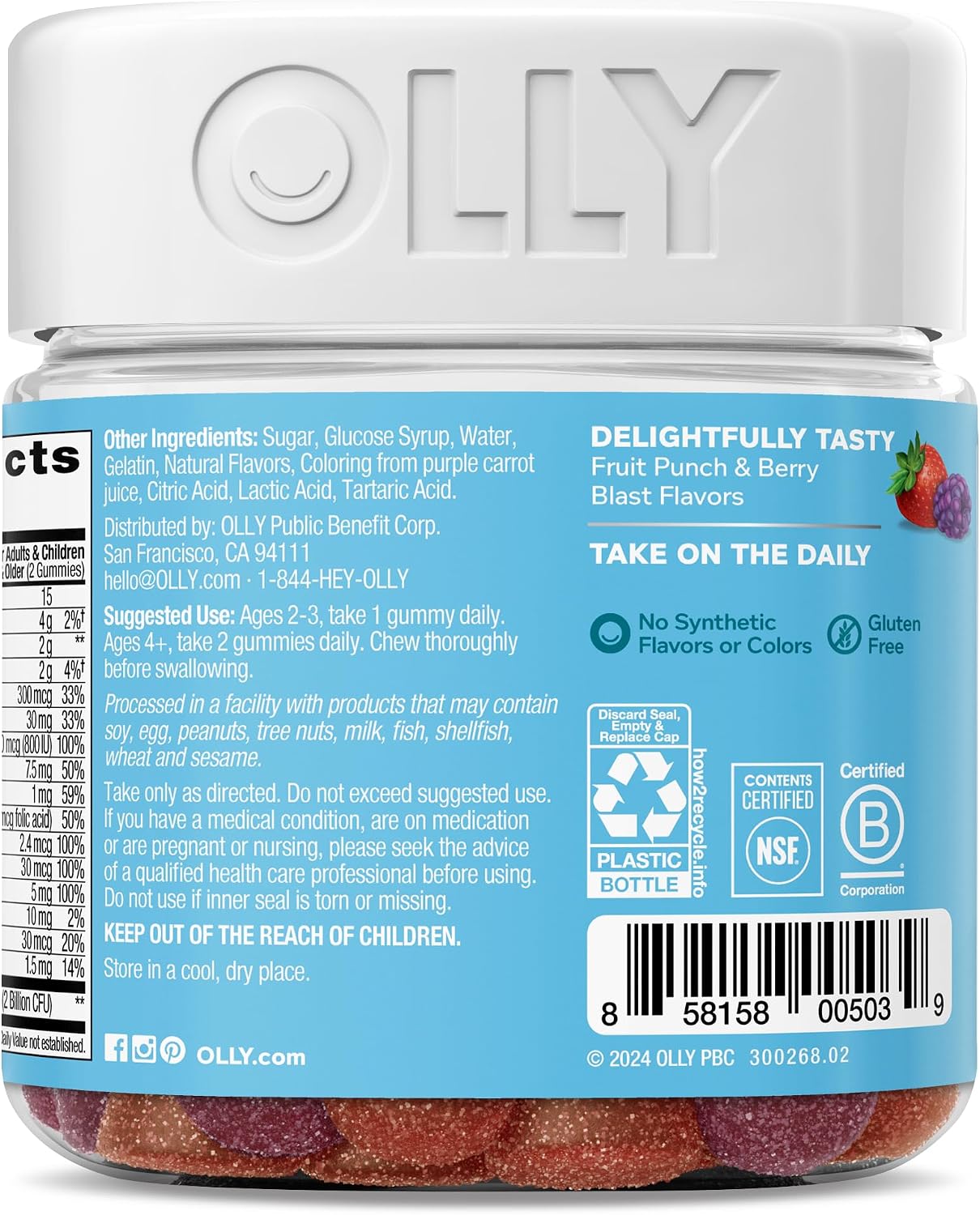 OLLY Kids Multivitamin & Probiotic Gummies - Berry - 70 Pack - görsel 8