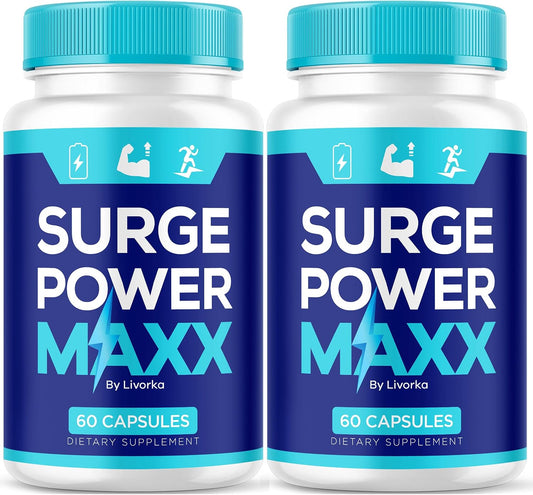 (2 Pack) Surge Power Maxx Supplement for Men, SurgePower Max Male Capsules Formula, Premium All Natural Advanced Support, 120 Capsules for 2 Months