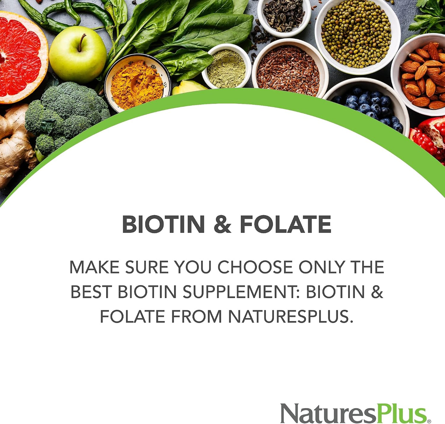 NaturesPlus Biotin & Folate 2500/8000 mcg Sustained Release Tablets, 30 Pack - görsel 3