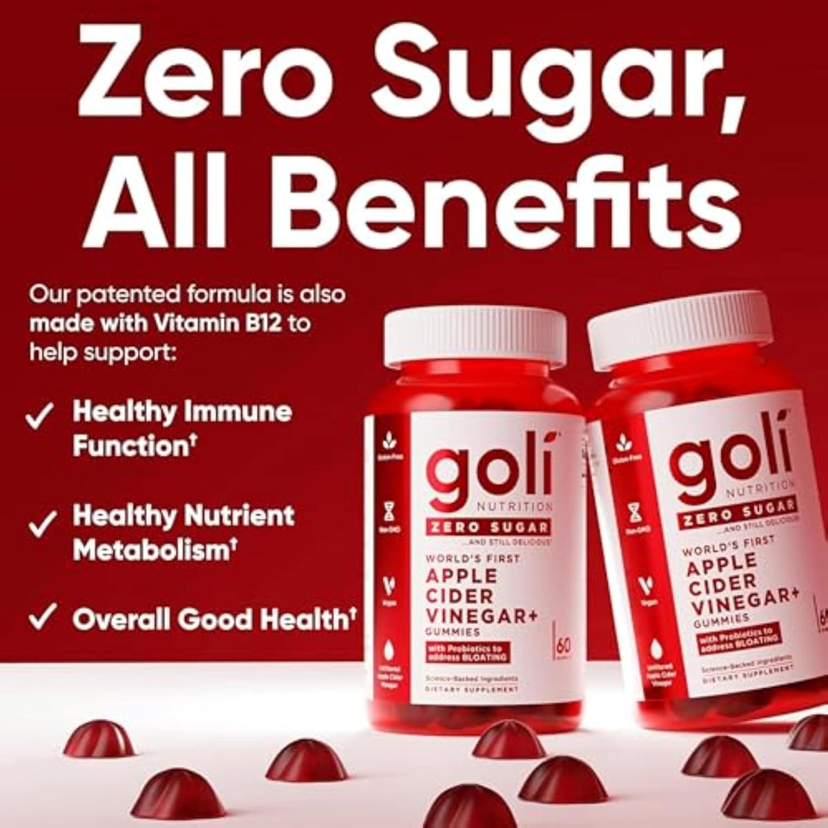 Goli Zero Sugar Apple Cider Vinegar Gummies – Delicious Apple Flavour: Enjoy without the harsh vinegar taste. – Image 6