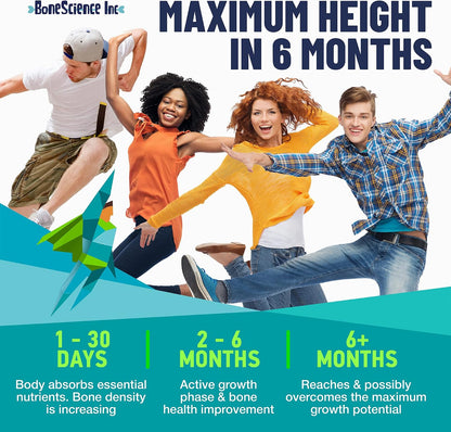 BoneScience Inc Height Growth Maximiser – Growth Optimisation Supplement for Teens & Young Adults – Bone & Development Support with Calcium, Vitamin D3, Zinc & Amino Acids – 2 Pack (60 Count Each)