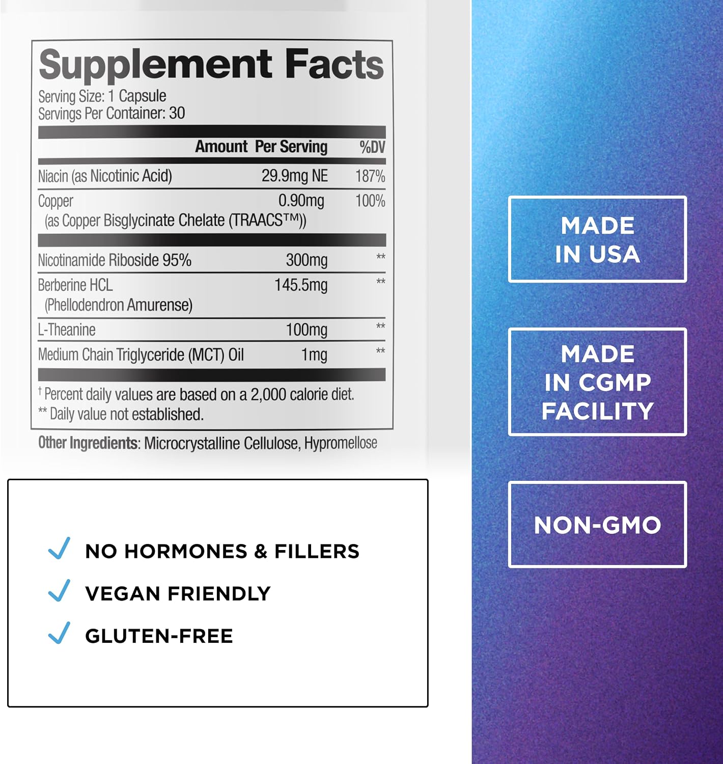 DR. EMIL NUTRITION NAD+ Boost - Nicotinamide Riboside with Berberine & L-Theanine - 30-Day Supply - görsel 2