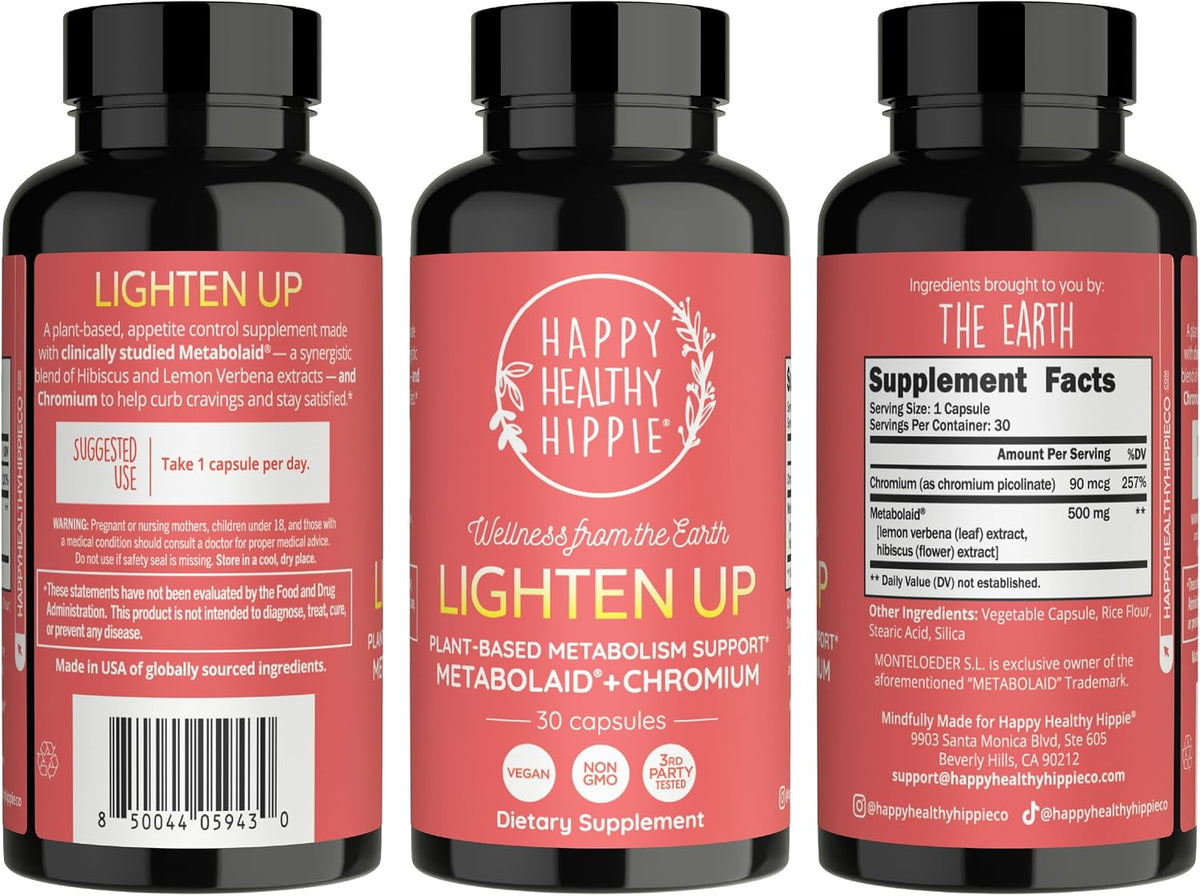 Happy Healthy Hippie GLP-1 Supplement with Metabolaid & Chromium – Appetite Suppressant for Women's – 30 Vegan Capsules – Image 9