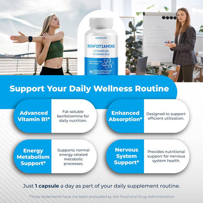 Benfotiamine Supplement, 6 Ingredients with Vitamin B6, Vitamin B12, Alpha Lipoic Acid, Healthy Metabolism, Energy – Image 5