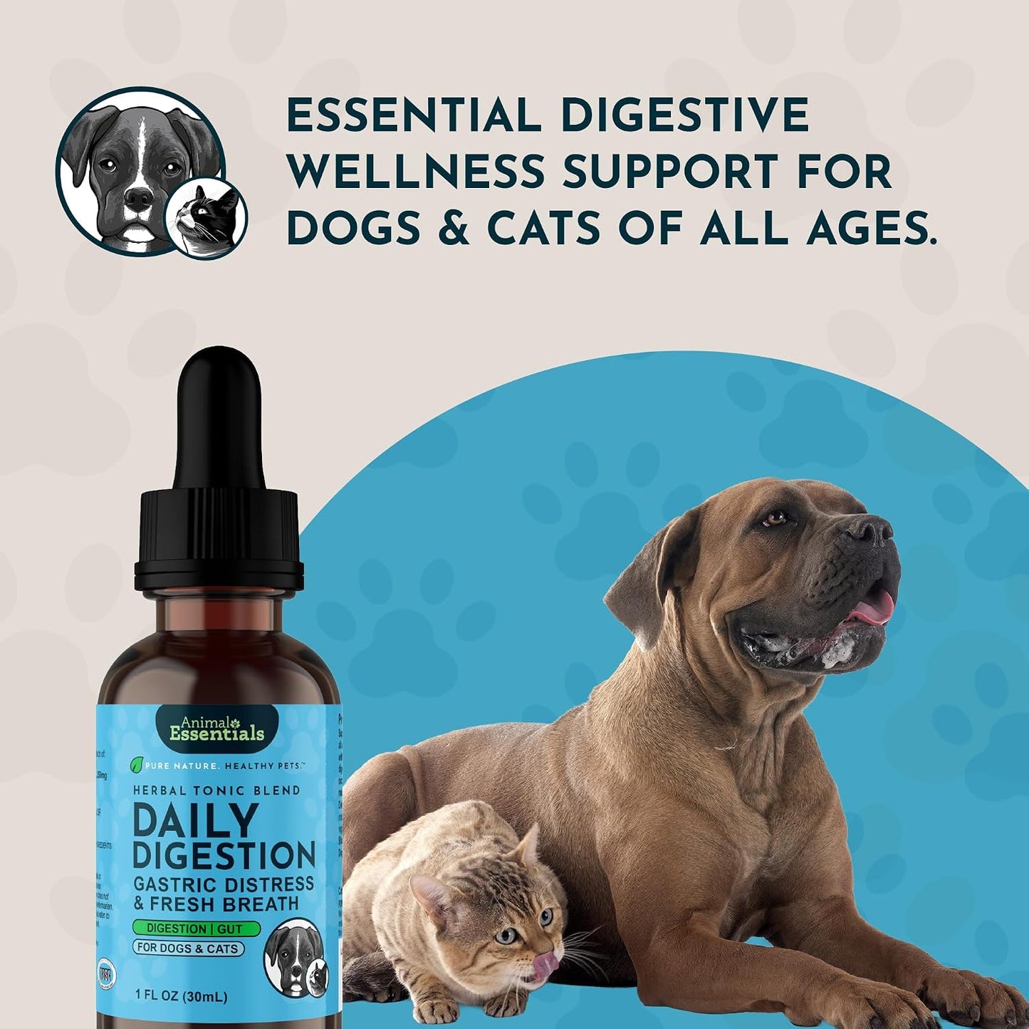 Animal Essentials Fresh Breath & Daily Digestion Supplement for Dogs & Cats, 60 mL - Organic Ginger & Mint, Alcohol Free - görsel 8