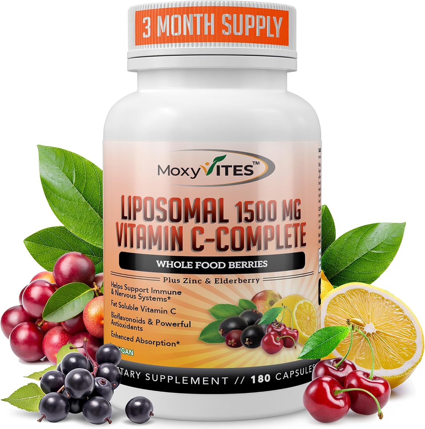 Liposomal Vitamin C with Zinc Capsules – Immune Support, 1500mg per Serving, 180 Vegie Caps (3-Month Supply) - görsel 1