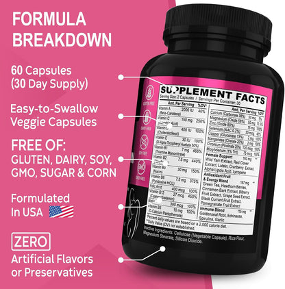 DR. BO Women's Multivitamin - Natural Daily Multivitamin with Magnesium & Zinc - Iron & Soy-free