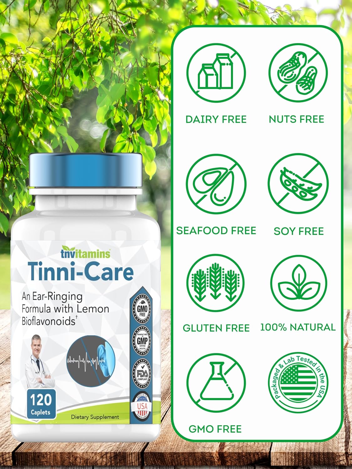 Tinni-Care Lemon Bioflavonoid Supplement with Vitamins C, B1, B2, B6, B12 - 120 Caplets – Image 6