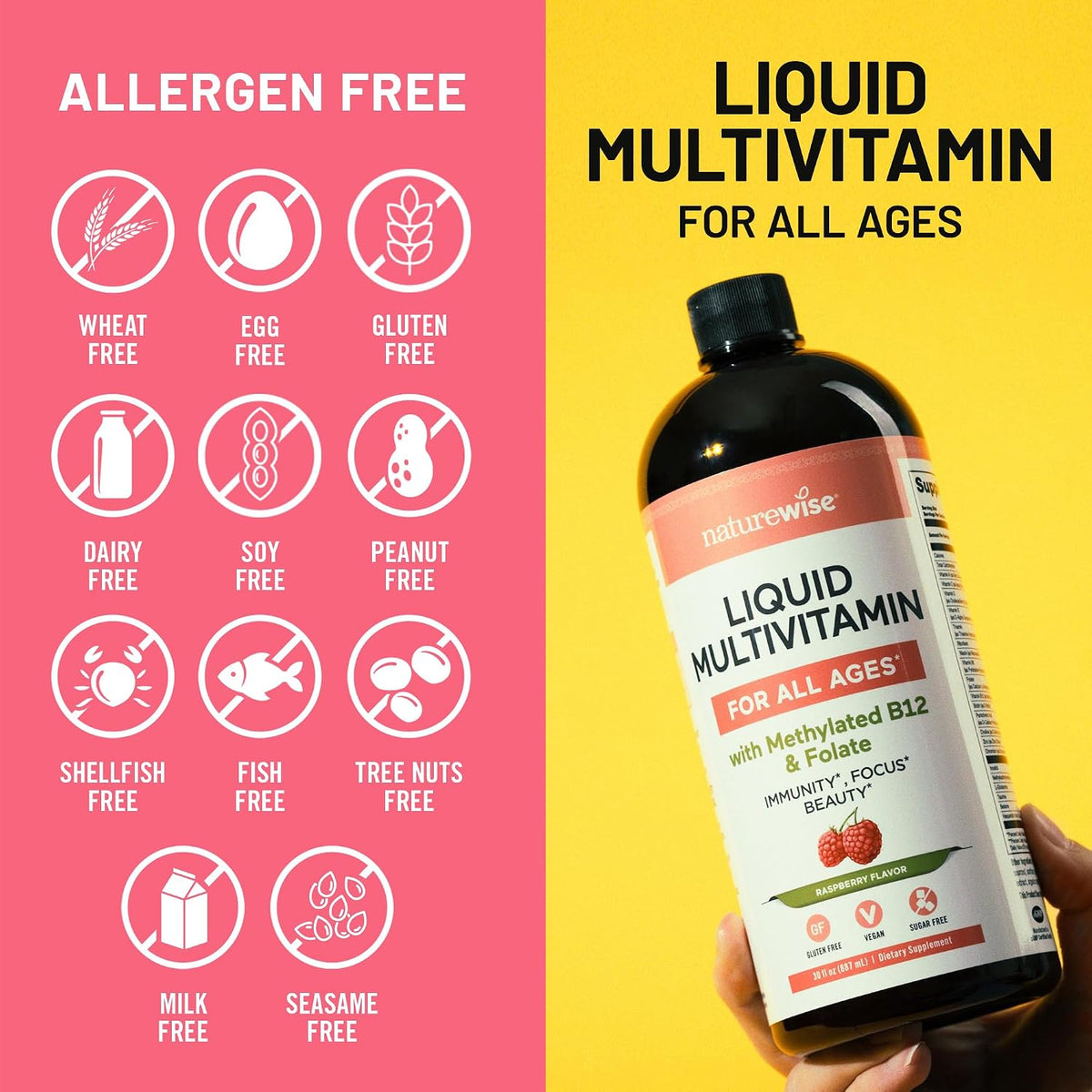 NatureWise Liquid Multivitamin, Sugar-free & – Vitamin C, D3 & E: Potent antioxidants that contribute to immune – Image 5