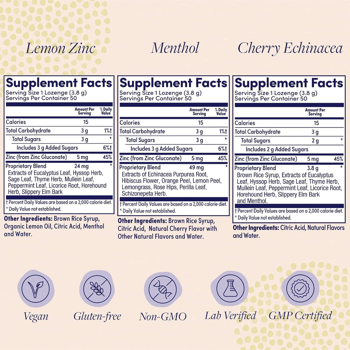 ZAND Immunity Variety 3 Pack - Lemon Zinc, Menthol, Cherry Echinacea Zinc Throat Lozenges - 50ct each – Image 2