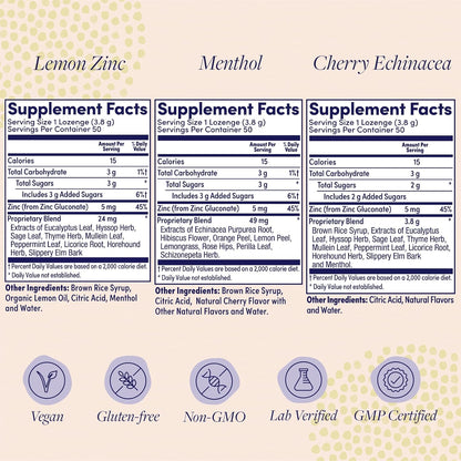 ZAND Immunity Variety 3 Pack - Lemon Zinc, Menthol, Cherry Echinacea Zinc Throat Lozenges - 50ct each – Image 2