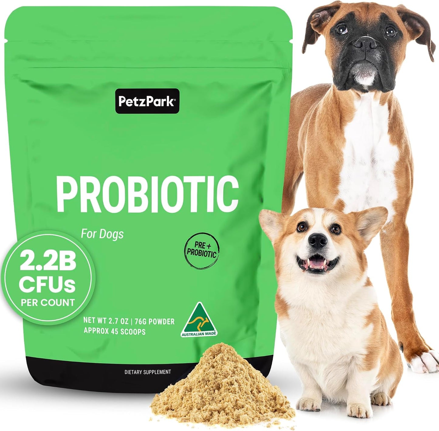 Petz Park Dog Probiotic Powder - 45 Scoops - Gut Health & Digestive Support for Dogs - görsel 1