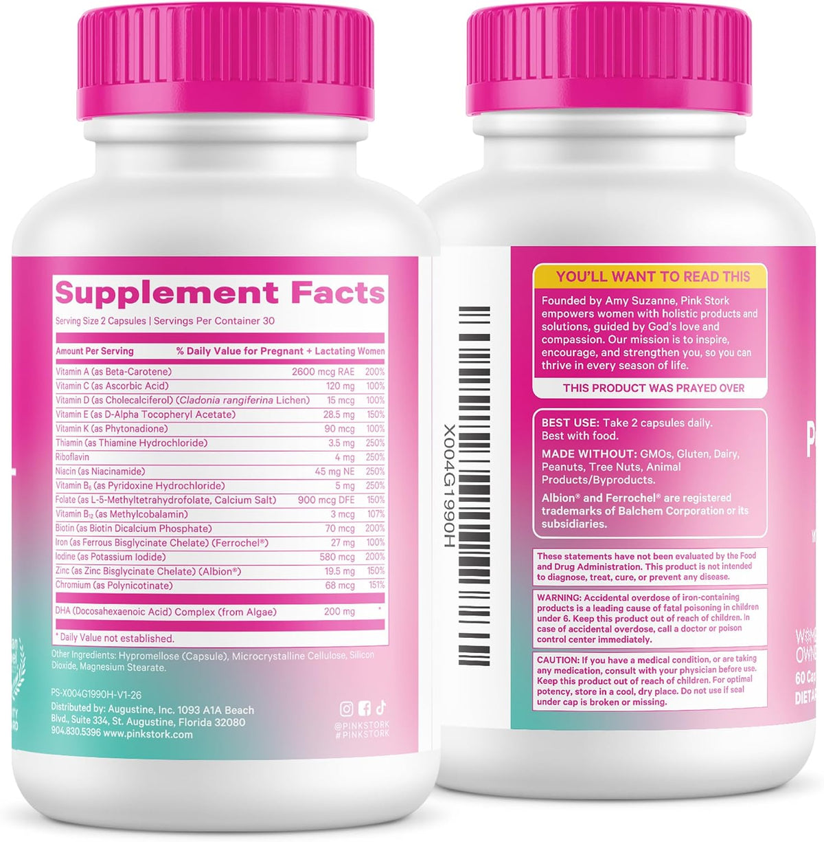 Pink Stork Total Postnatal Vitamins for Women's | Vegan Algae DHA, Methylated Folate, Iron, B12 | Postpartum Recovery + – Image 9