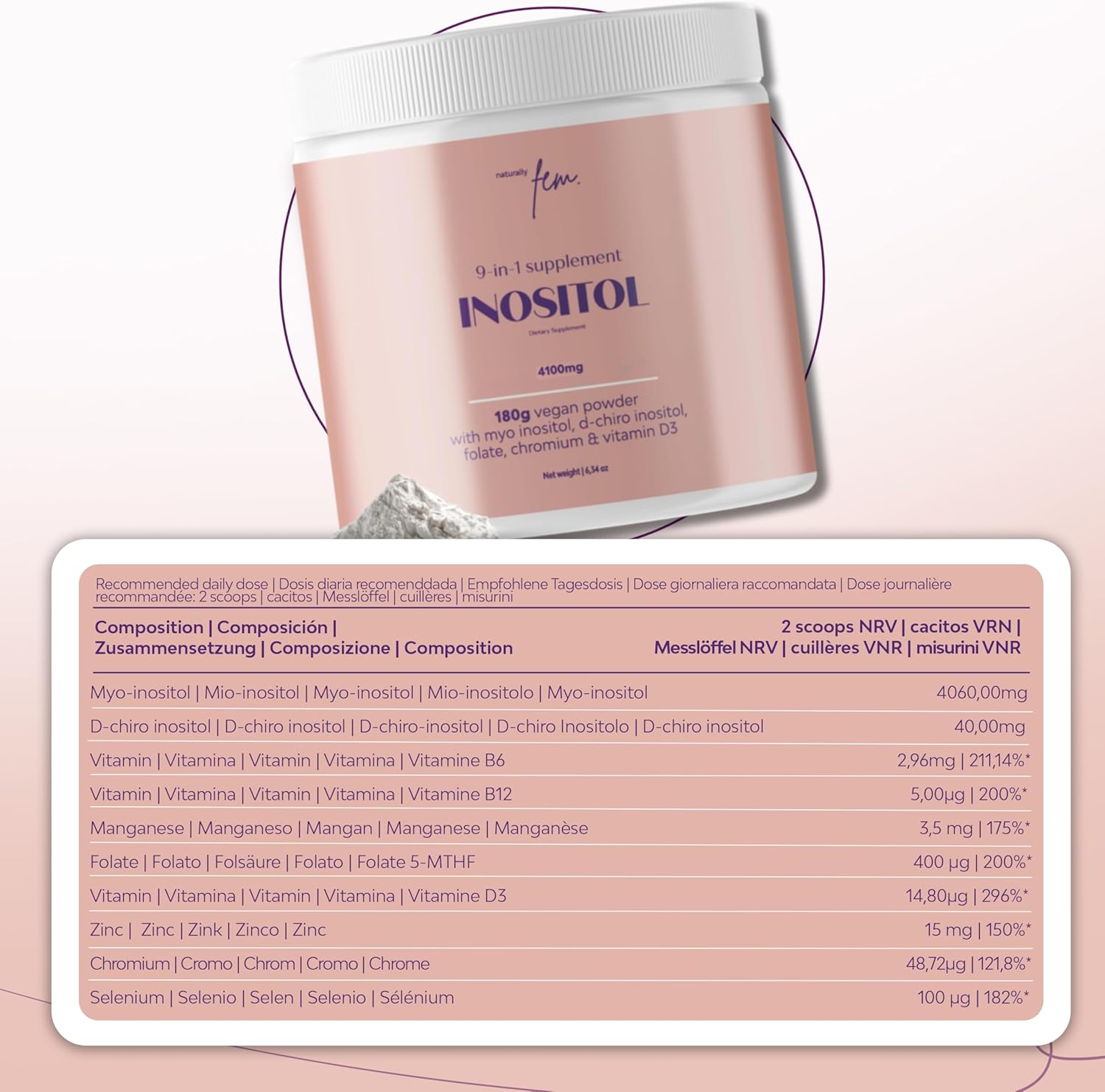 QSTA Myo-Inositol & D-Chiro Inositol Supplement for Women 4100mg (40:1 Ratio) – 9-in-1 Hormonal and Metabolic Support with Myoinositol. Inositol Powder Supplement for Hormone Balance and Female Support - görsel 5