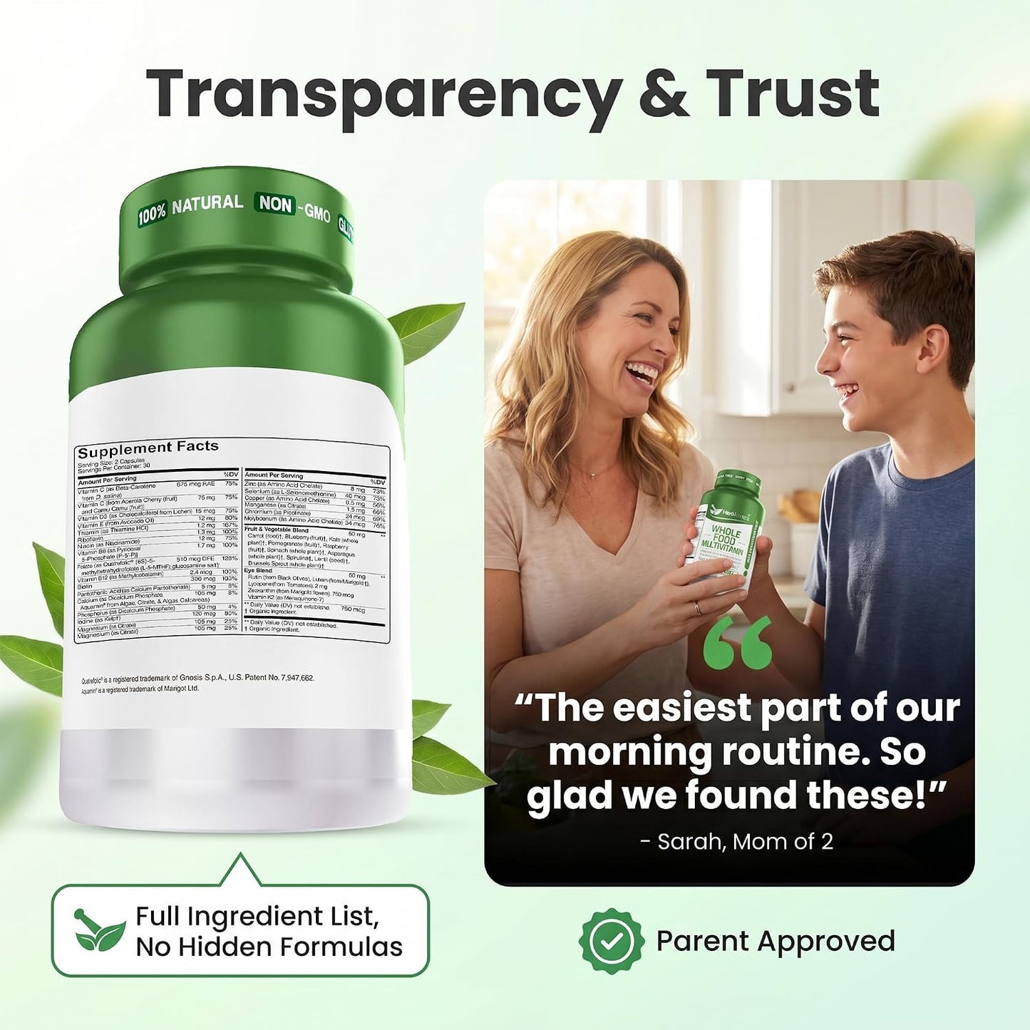 Herbtonics Wholefood Teen Vitamins - Multivitamin for Boys & Girls Ages 12-18 - Energy, Focussed and Immune Support - 60 Capsules - görsel 7