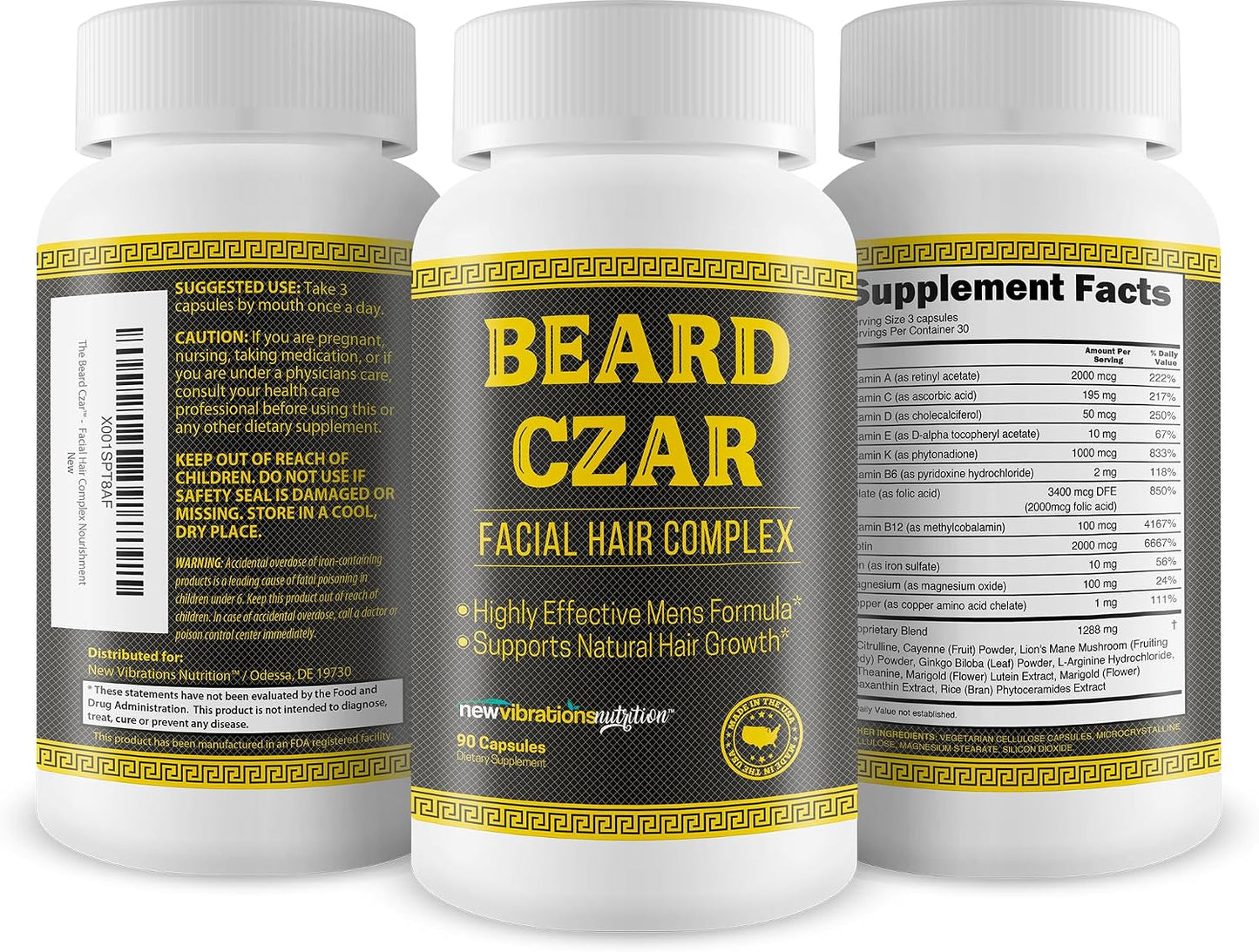 The Beard Czar Facial Hair Complex – Men's Beard Growth Supplement with Biotin & B Vitamins, 60 Capsules - görsel 4