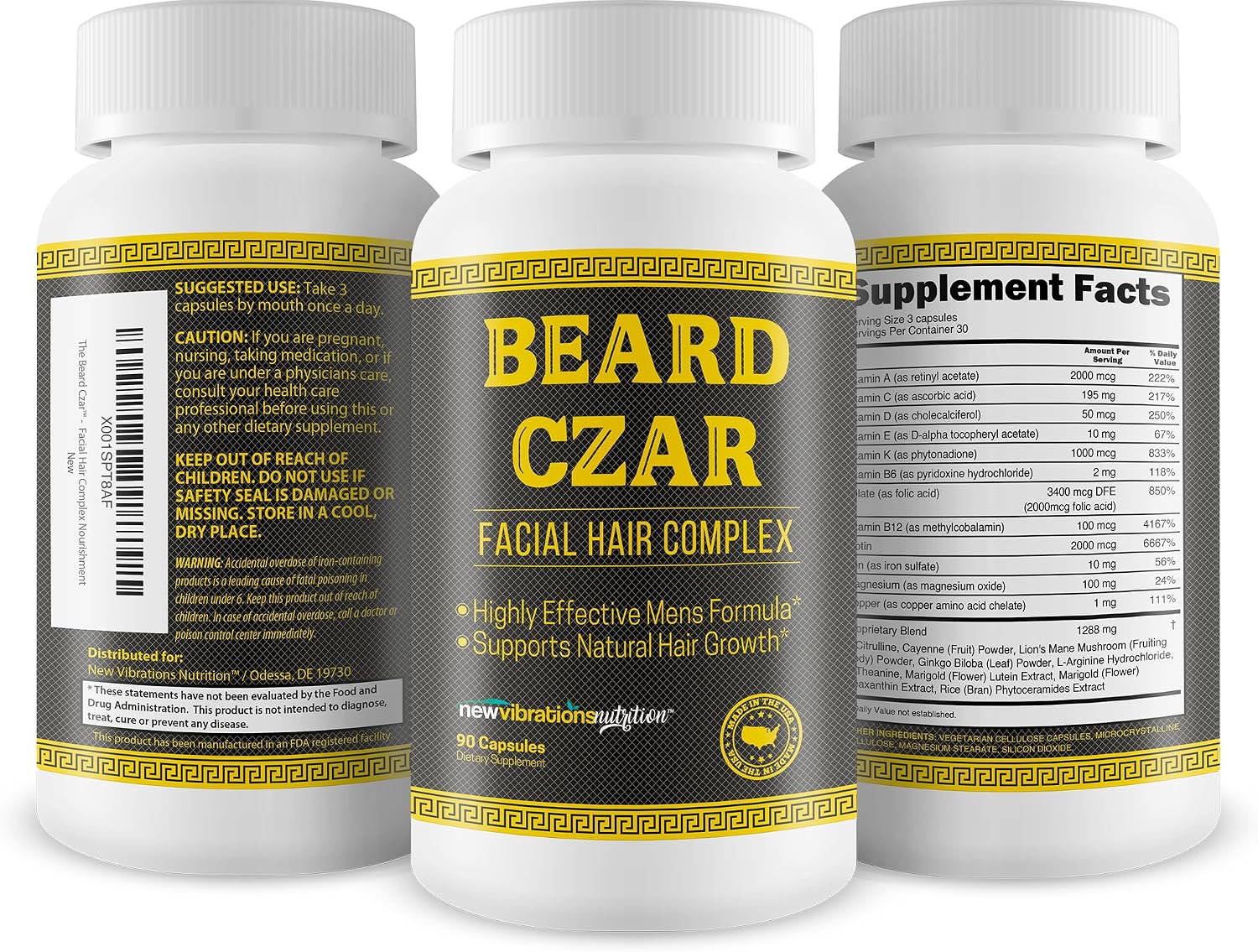 The Beard Czar Facial Hair Complex – Men's Beard Growth Supplement with Biotin & B Vitamins, 60 Capsules - görsel 4