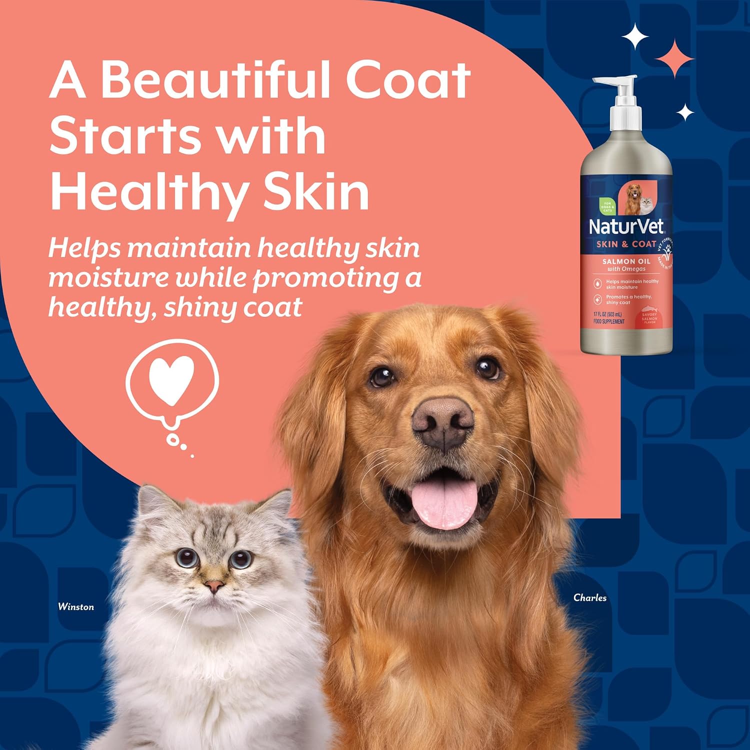 NaturVet – Salmon Oil Skin & Coat Plus Omegas | Supports Healthy Skin & Glossy Coat | Natural Source of Omega-3 & 6 Fatty Acids | for Dogs & Cats (500 mL Oil) - görsel 3
