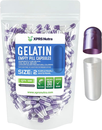 XPRS Nutra Size 2 Empty Gelatine Capsules (500 Count) - DIY Capsule Filling