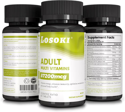 Losoki Adult Multi Vitamins - Comprehensive Daily Multivitamin Supplement for Men and Women's - 60 Tablets for Enhanced – Image 4