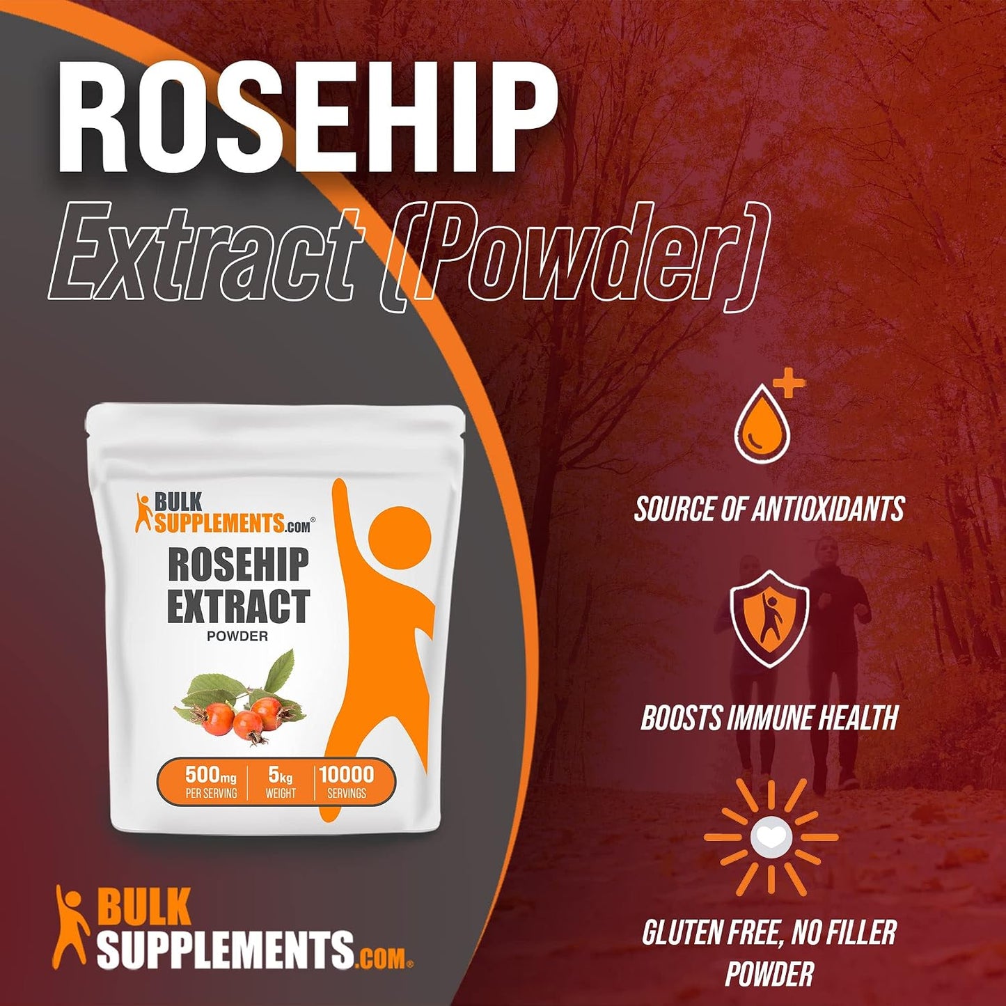 BulkSupplements Rosehip Extract Powder - 500mg per Serving, 5kg Bulk - görsel 3