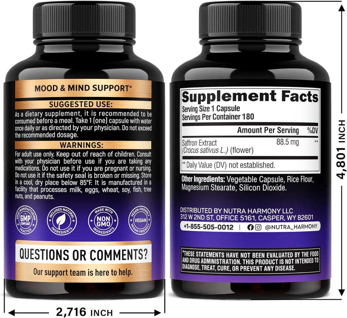 Natural Saffron Supplements – Pure Saffron – Focus & Mental Clarity: By supporting healthy neurotransmitter – Image 2