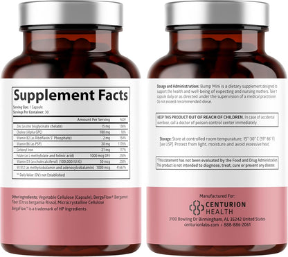 Centurion Health Bump Mini Complete Prenatal Vitamins for Women's with Folate, Choline, Carbonyl Iron, Zinc, Vitamin D3 and – Image 2