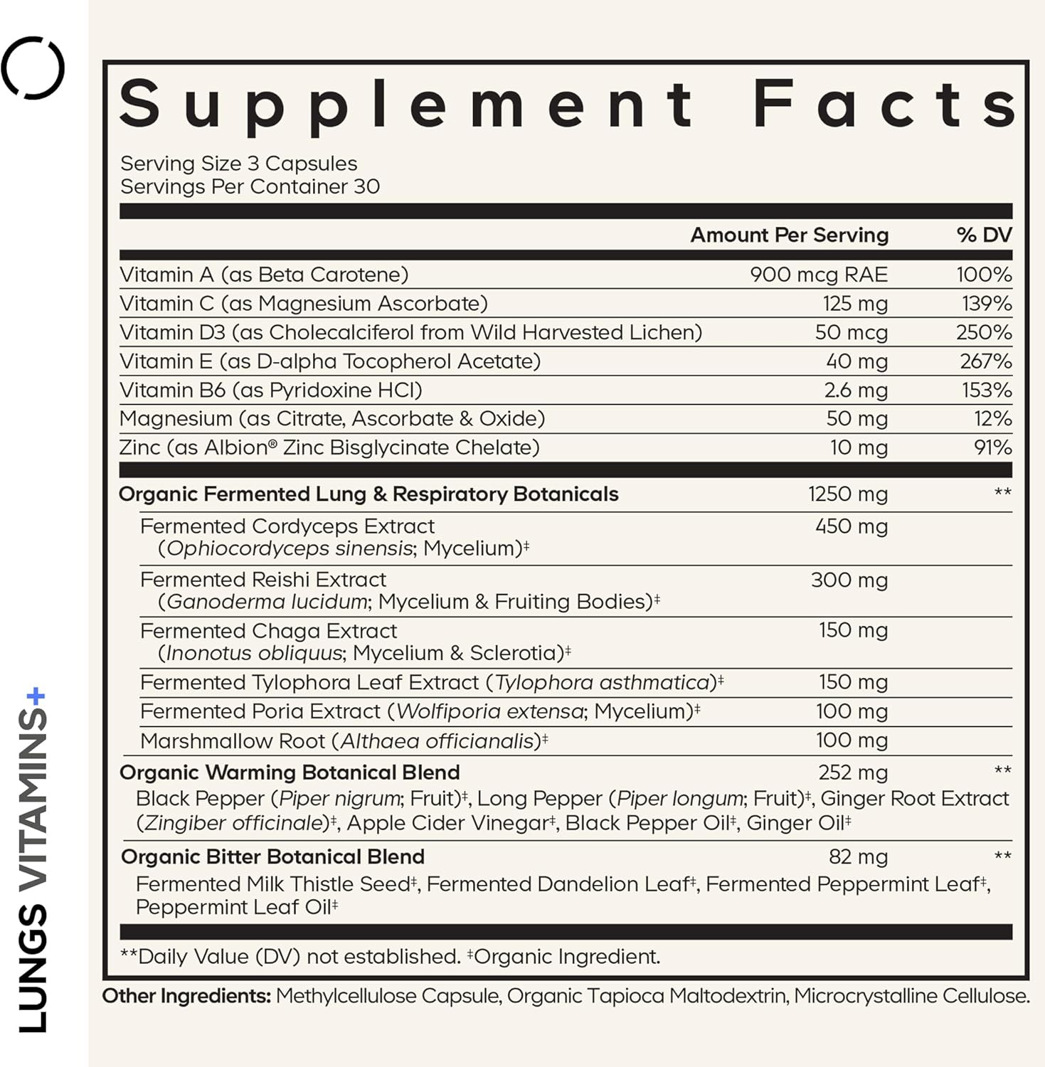 Codeage Lung Vitamins – Cordyceps, Reishi, Chaga, Zinc & Herbal Blend (90 Capsules) - görsel 2
