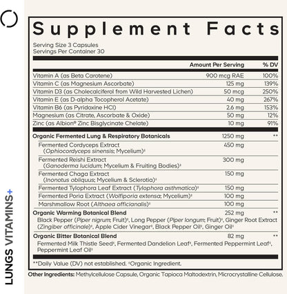 Codeage Lung Vitamins – Cordyceps, Reishi, Chaga, Zinc & Herbal Blend (90 Capsules)