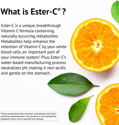 American Health Ester-C 500 mg with Citrus Bioflavonoids - 120 Vegetarian Capsules - 24-Hour Immune Support - Non-GM, Vegan, Gluten free - 60 Servings