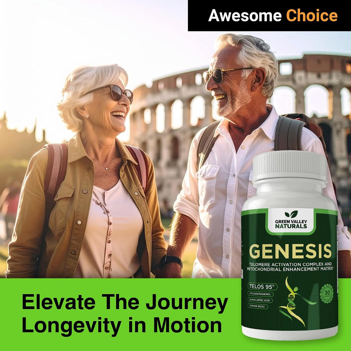 Genesis Telomere Length Supplement – Telos95® Astragalus Extract with CoQ10, D3, K2, ALA & Grape Seed | 30 Vegan Capsules – Image 5