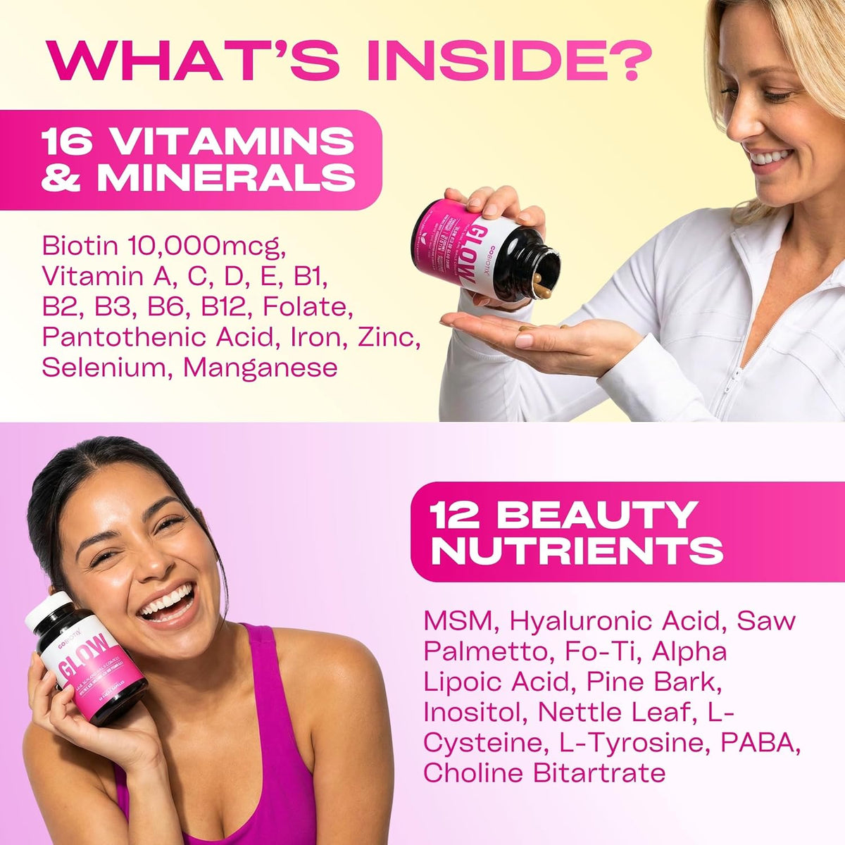 GOBIOTIX Hair, Skin & Nails Vitamins for – Chelated minerals like Ferrochel Iron and TRAACS Zinc are used for – Image 5