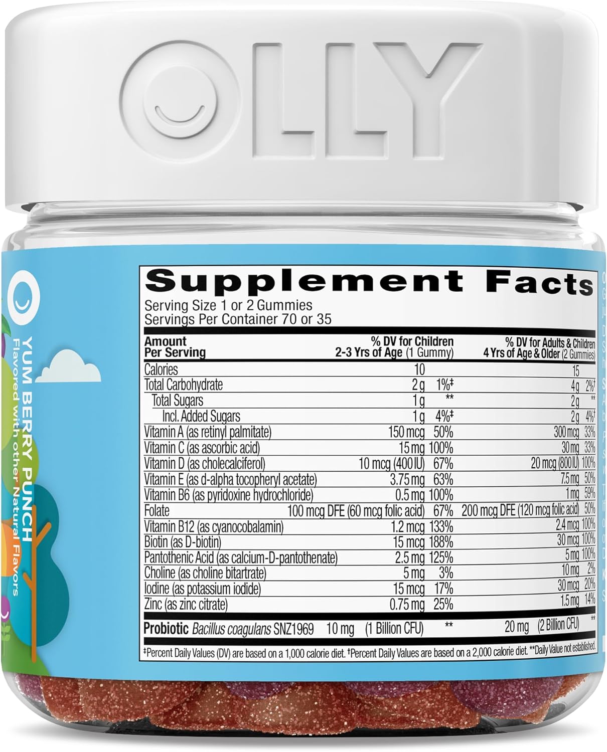 OLLY Kids Multivitamin & Probiotic Gummies - Berry - 70 Pack - görsel 7