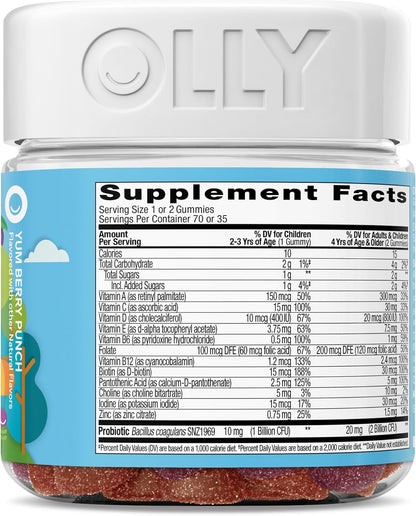 OLLY Kids Multivitamin & Probiotic Gummies - Berry - 70 Pack