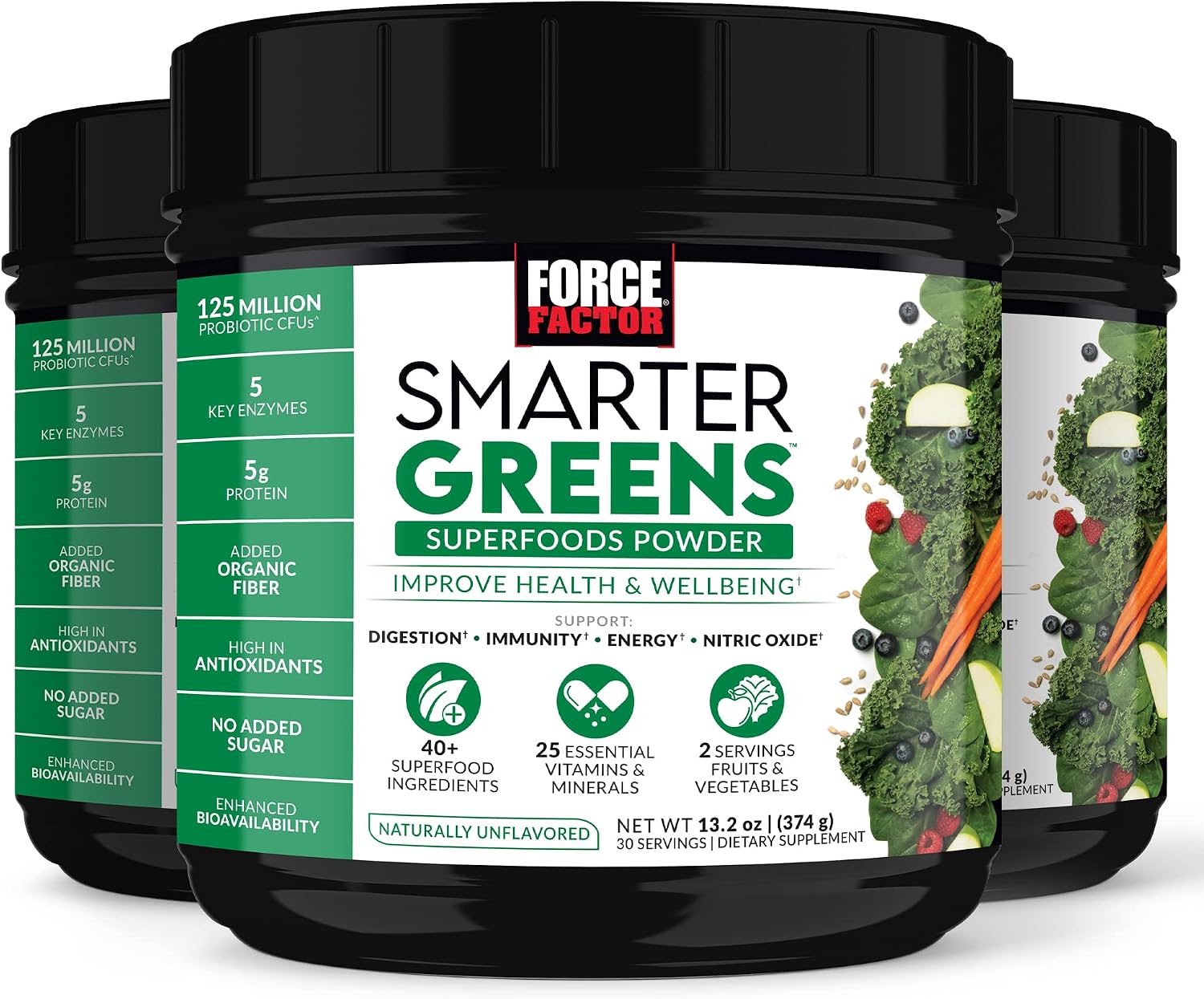 Force Factor Smarter Greens Superfoods Powder, 3-Pack – 90 Servings - görsel 1