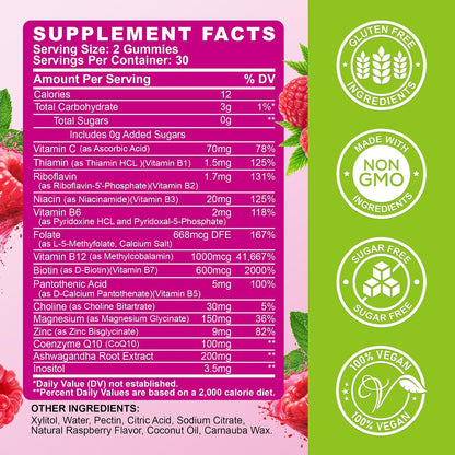 Vitamin B Complex Gummies for Women's and – B12 (Methylcobalamin): Vital for nerve health and red blood cell – Image 7