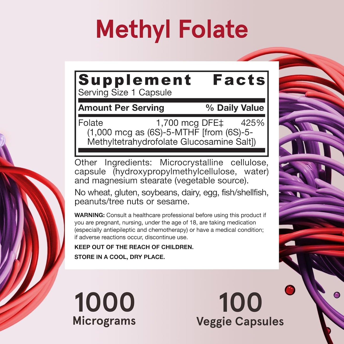 Jarrow Formulas Methyl Folate Veg Caps 1000 mcg 100 Count - görsel 6