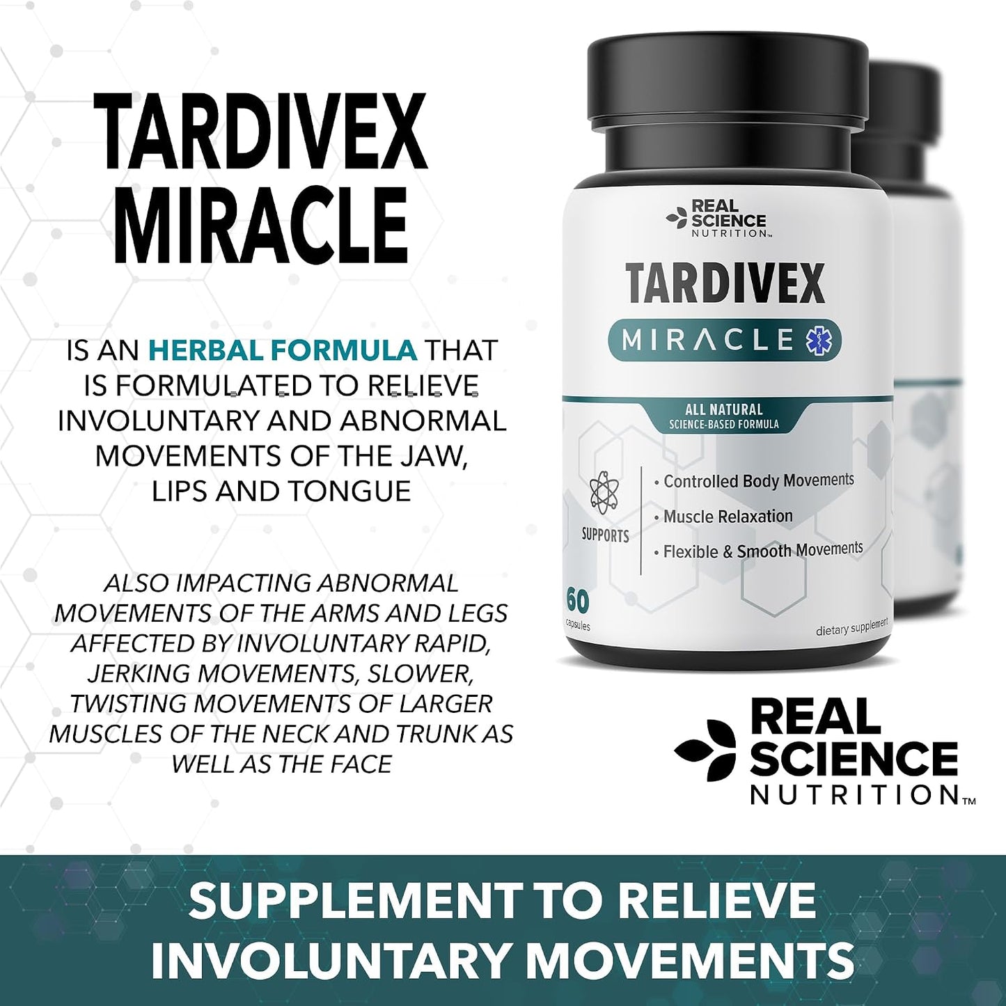 Real Science Tardivex All Natural Nerve Support Supplement for Neurological Balance - Includes Vinitrox, GABA & Essential Vitamins for Controlled Movement & Coordination - Made in USA, 60 Caps - görsel 4