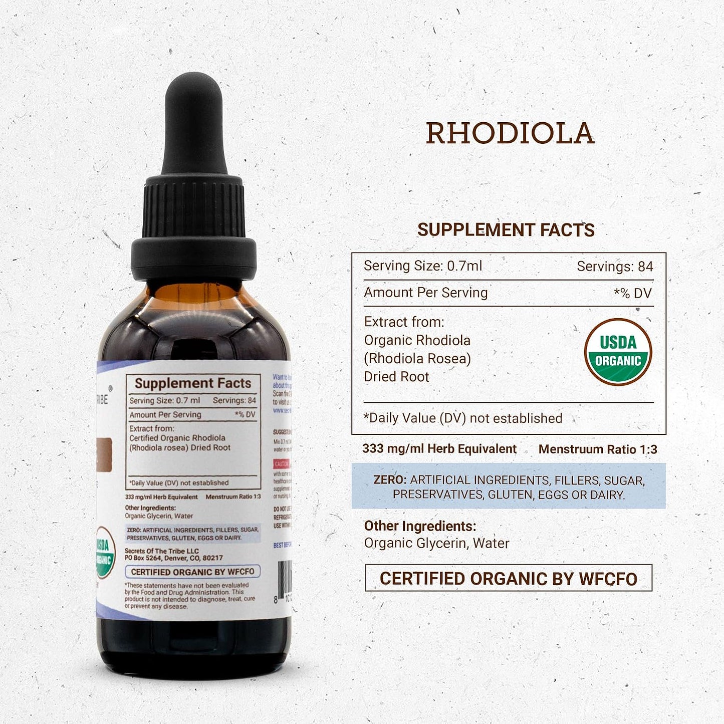 Secrets of the Tribe Rhodiola USDA Organic | Alcohol-Free Extract, High-Potency Herbal Liquid | Made from 100% Certified Organic Rhodiola (Rhodiola Rosea) Dried Root 60 mL - görsel 4