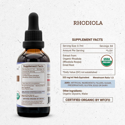 Secrets of the Tribe Rhodiola USDA Organic | Alcohol-Free Extract, High-Potency Herbal Liquid | Made from 100% Certified Organic Rhodiola (Rhodiola Rosea) Dried Root 60 mL