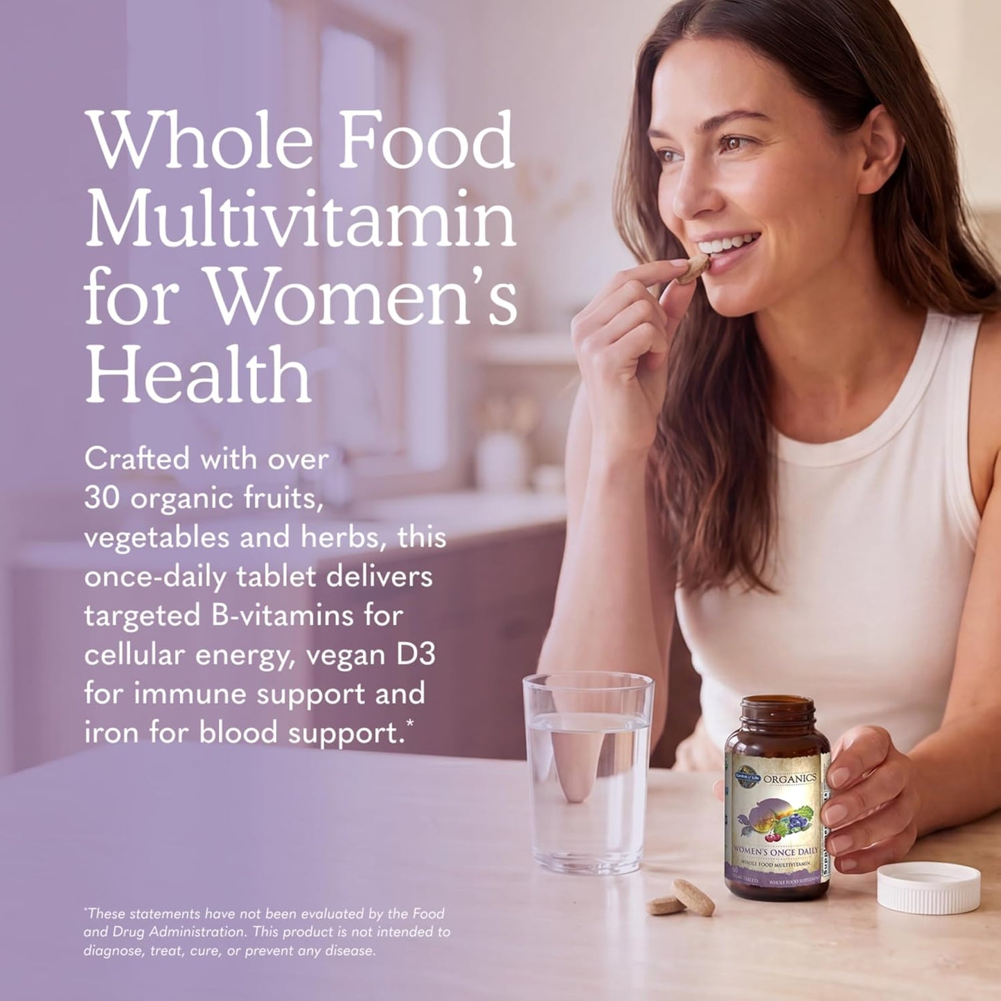 Garden of Life Organics Women's Multivitamin - Once Daily Wholefood Multi with Iron and Biotin, 60 Tablets - görsel 2