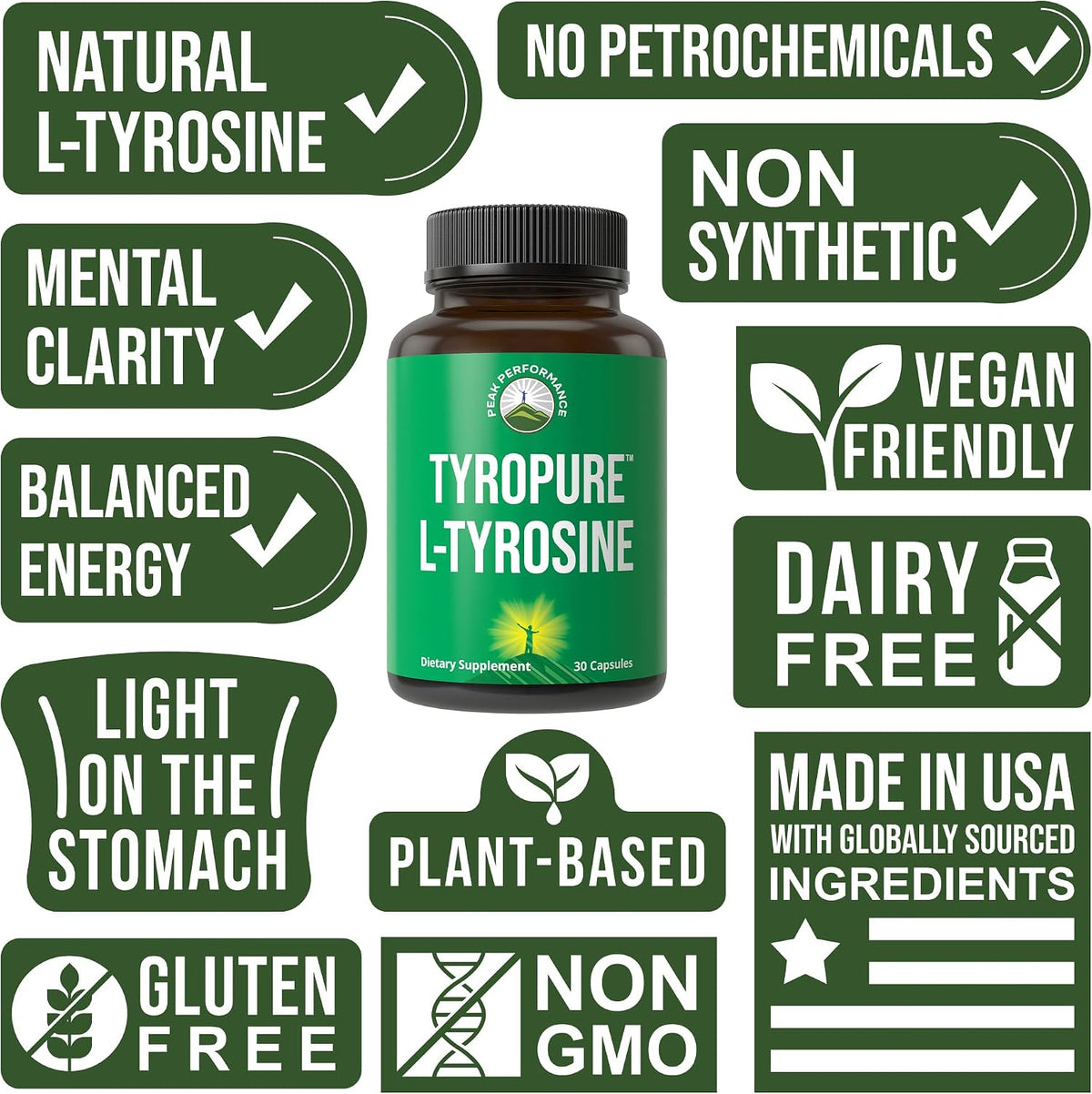 TyroPure L Tyrosine 500mg Capsules - – Sustained Energy – Fights mental fatigue without the jitters of caffeine. – Image 3