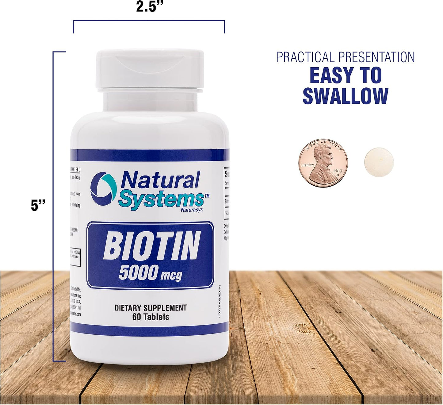 Biotin 60 Tablets 5000 mcg by Natural Systems - görsel 7