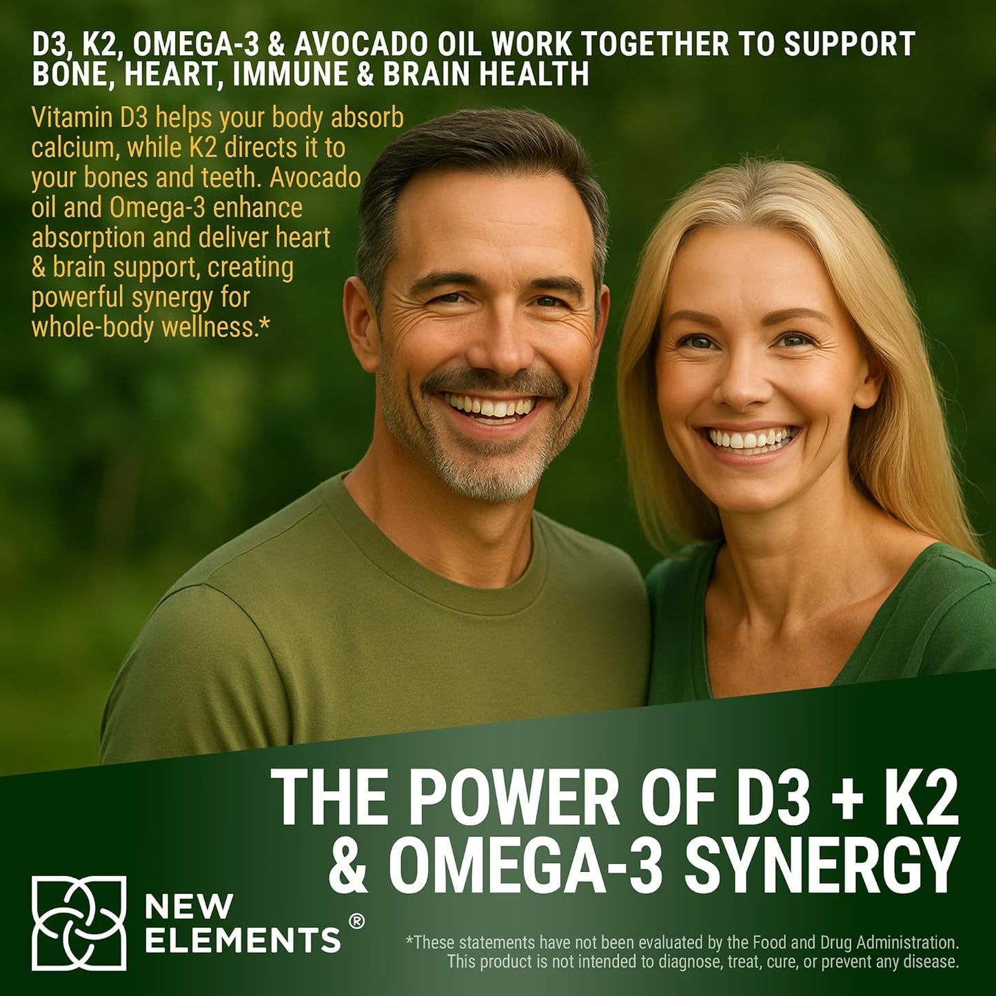 New Elements Liquid Vitamin D3 + K2 Drops, 10,000 IU with Omega-3 – Avocado Oil Base, Non-GM – 60 mL - görsel 4