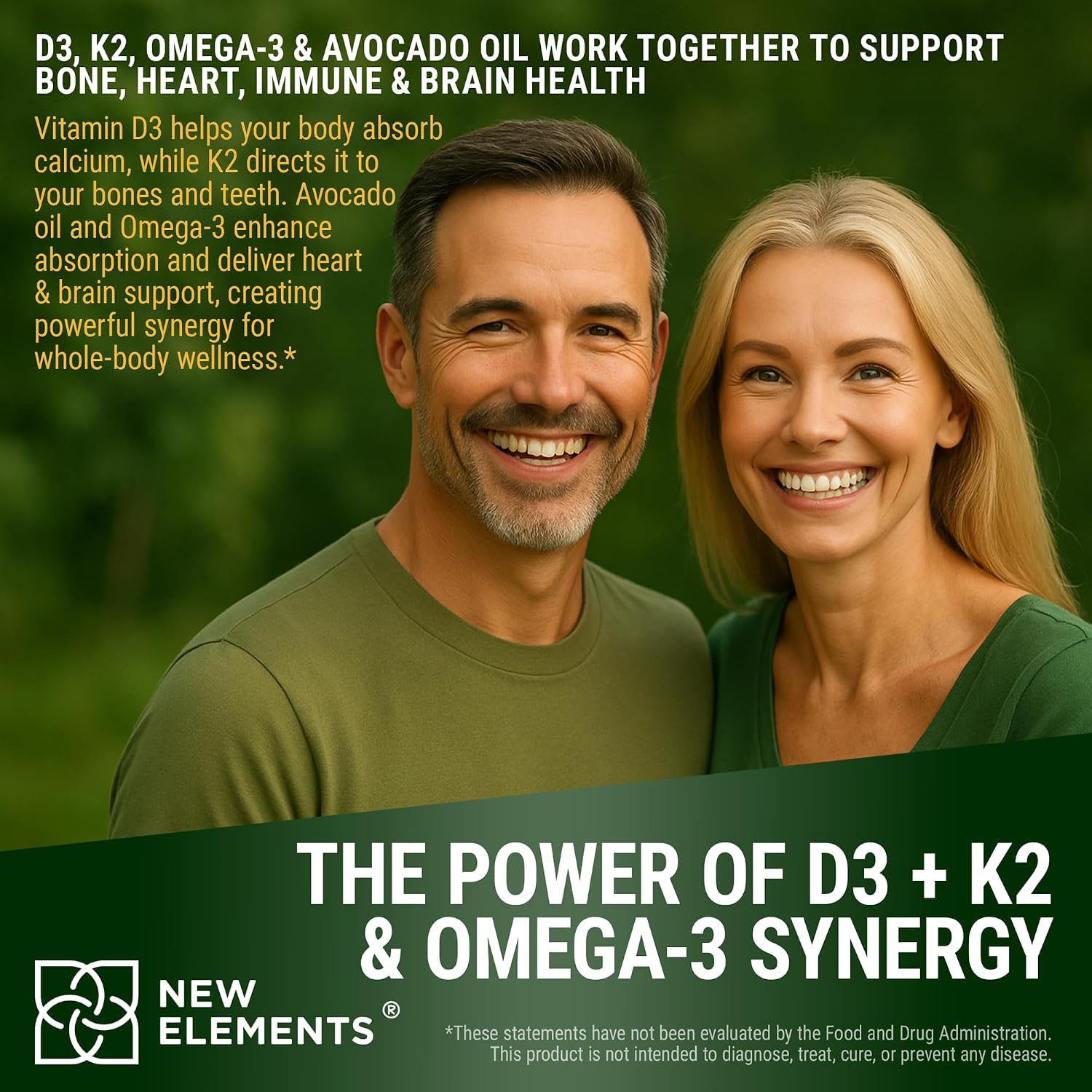 New Elements Liquid Vitamin D3 + K2 Drops, 10,000 IU with Omega-3 – Avocado Oil Base, Non-GM – 60 mL - görsel 4