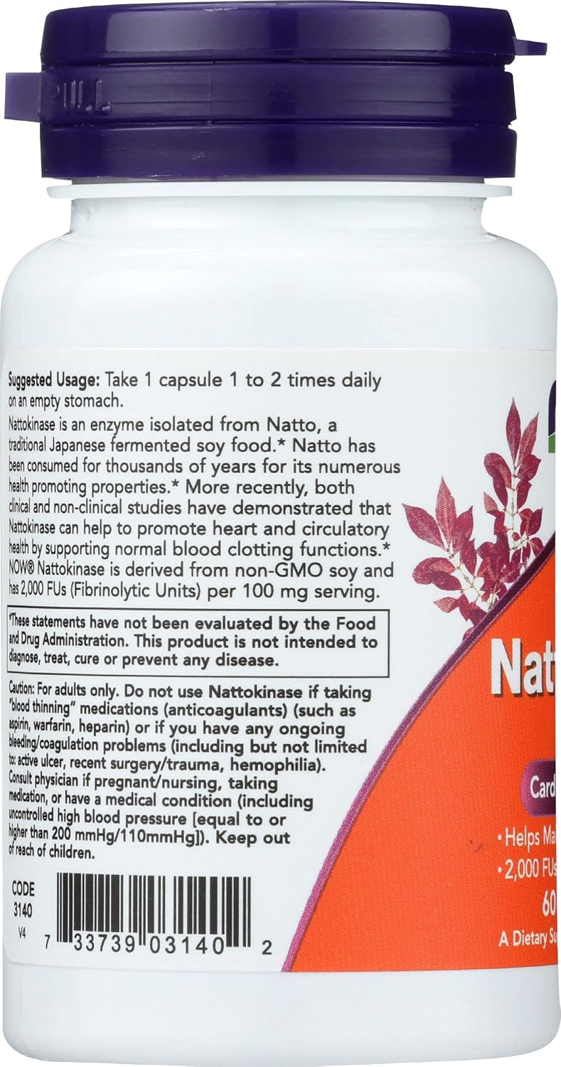 NOW Foods Nattokinase 100mg, 60 Capsules - görsel 4