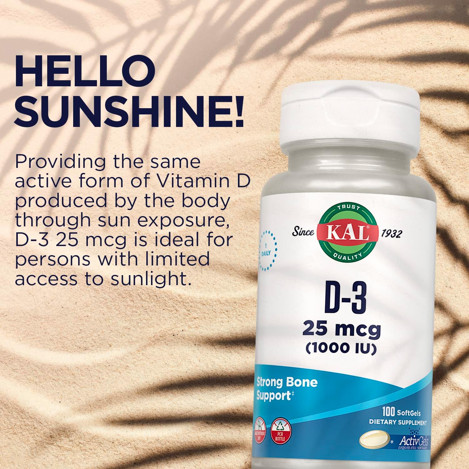 KAL Vitamin D3 1000 IU Softgels – Supports Bone Health and Immune Function - görsel 6