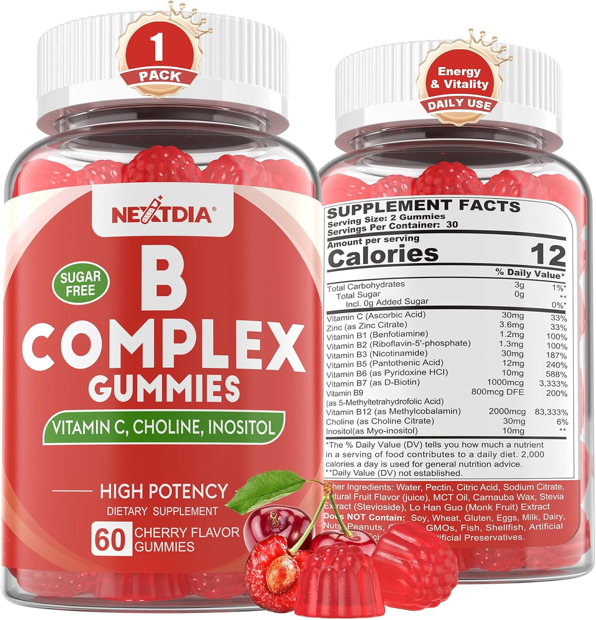 Methylated Vitamin B Complex Gummies - B12 & – Supports energy production and reduces tiredness – Image 1