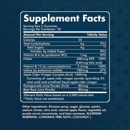 Apple Cider Vinegar Gummies - Support for – Vitamin B-6: Involved in over 100 enzymatic reactions, including – Image 6